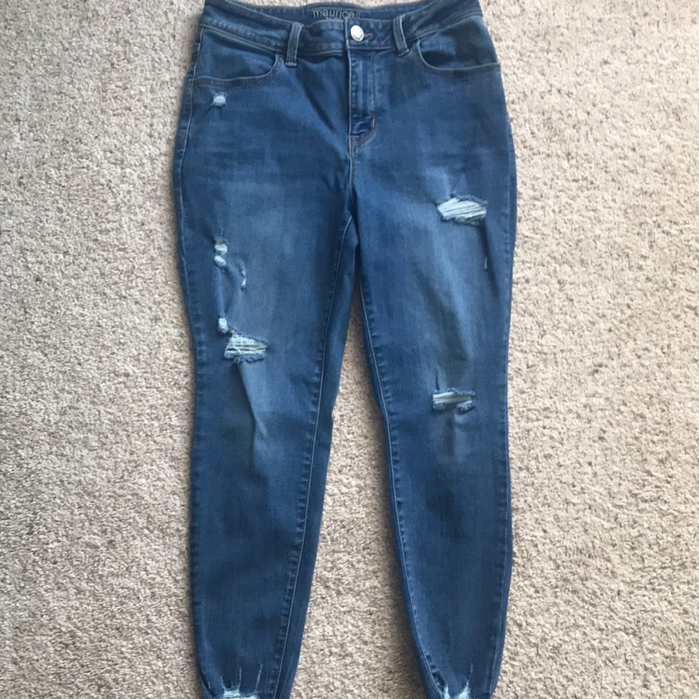 Maurices distressed skinny jeans.